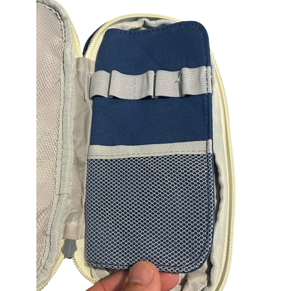 Deer and Forest Canvas Pencil Case Blue White NWT